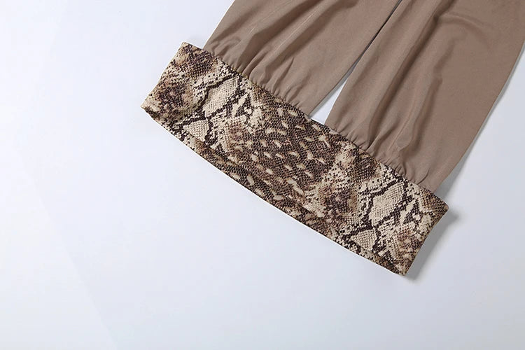 Snake Print Halter Crop Top And Shorts Set for Women