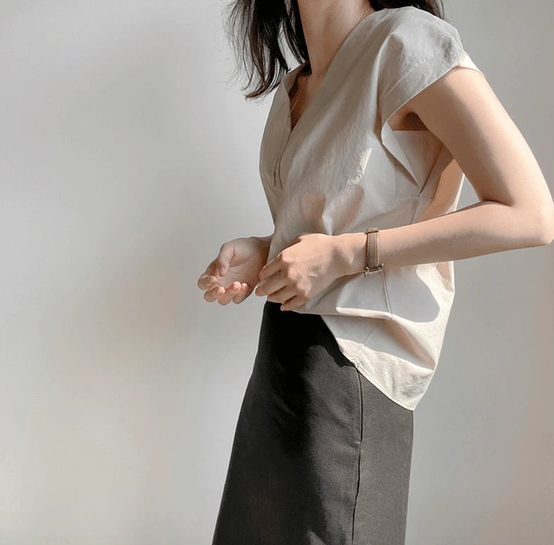 Shirts & Blouses For Women Half Sleeve Summer Loose Button Up Woman Top V Neck Simple Cheap Stylish Offer Aesthetic Hot Xl S Xxl