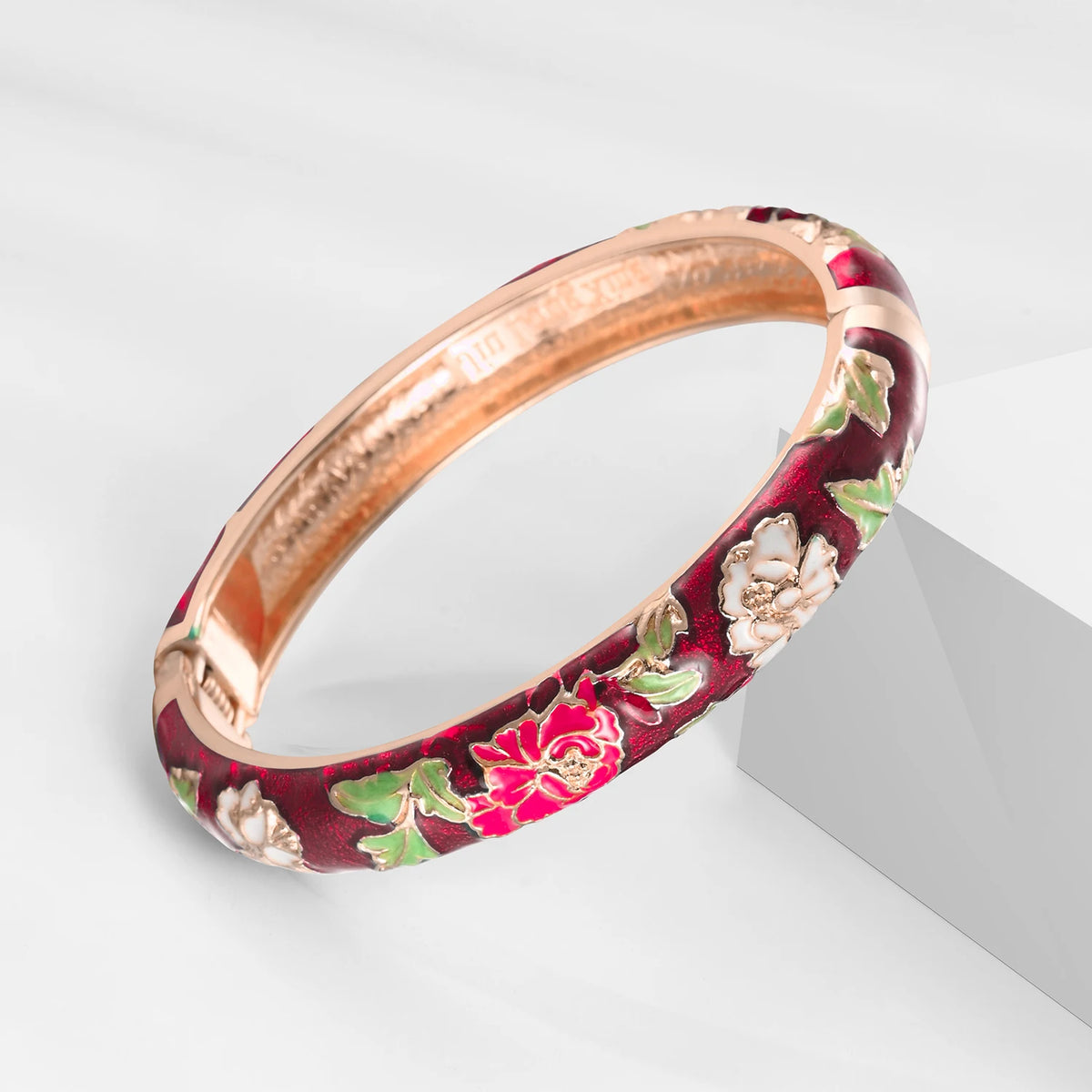 Dark Red Enamel Bangle Bracelet