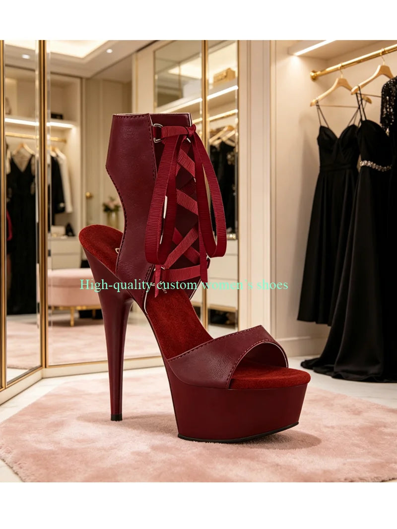 Extra High Waterproof Platform Stiletto Sandals for Women