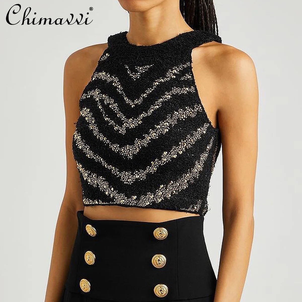2025 Autumn New Heavy Knitted Hot Diamond Long-sleeved Jacket Sexy Vest + Skirt Set Light Luxury Party Women Three-piece Set