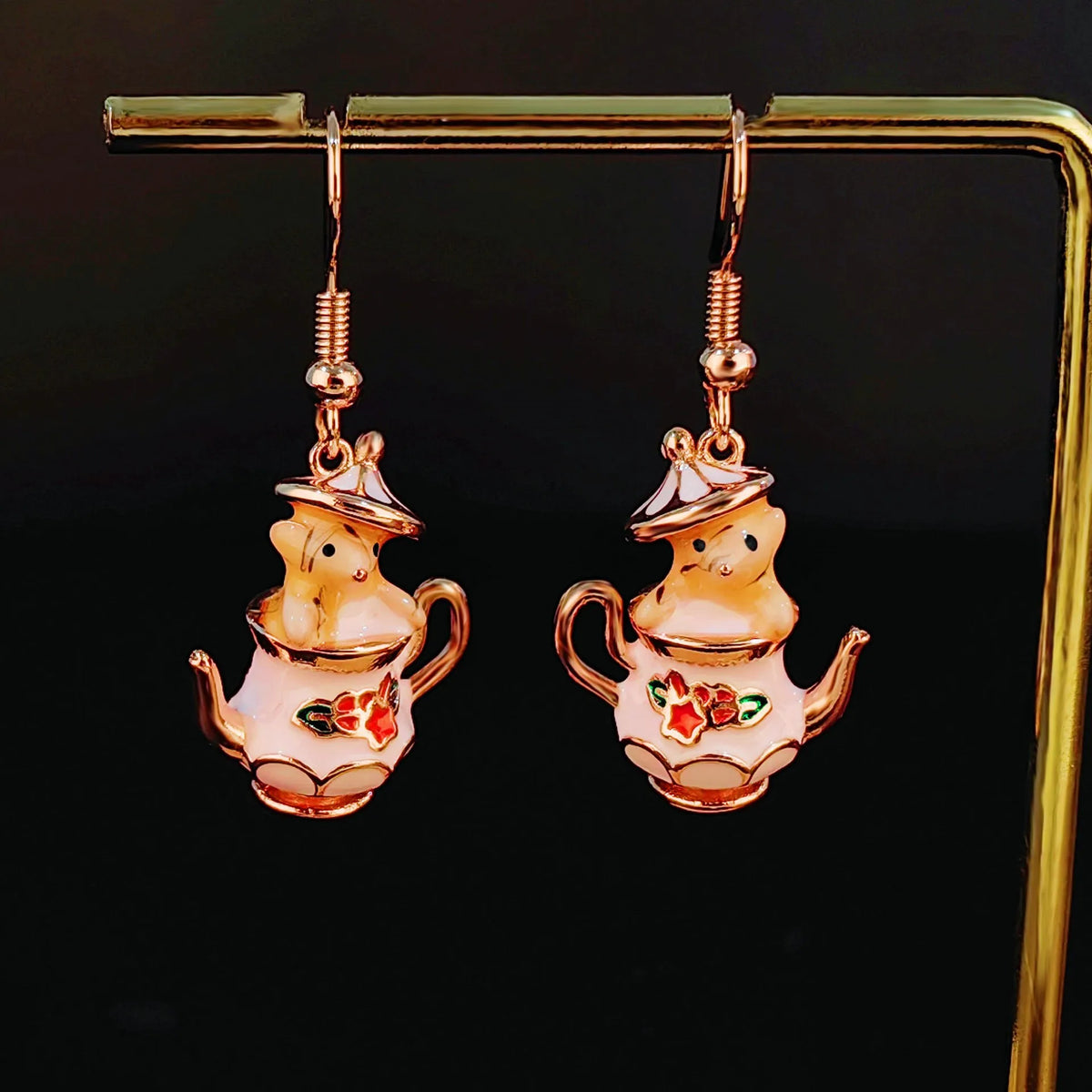 Cute Chipmunk Pendant Necklace and Earring Set for Women