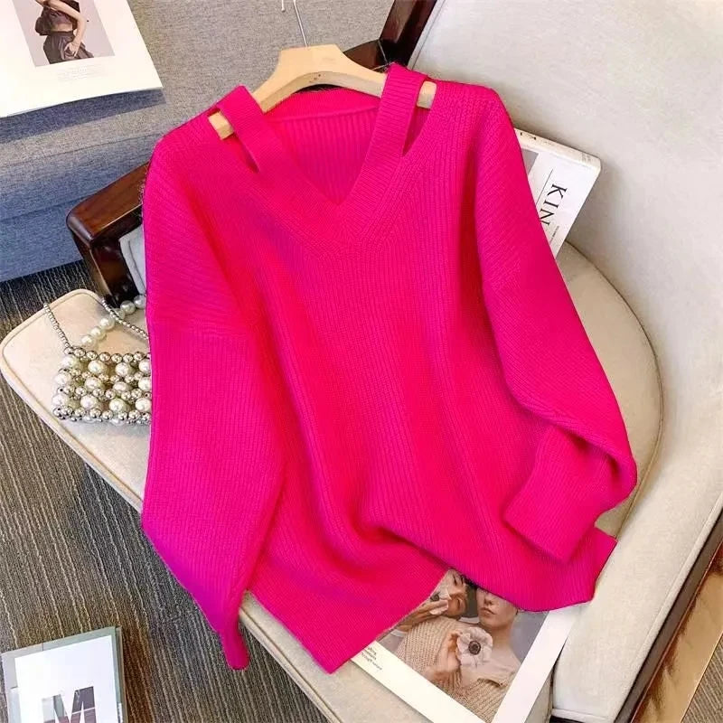 Soft V-Neck Knit Sweater
