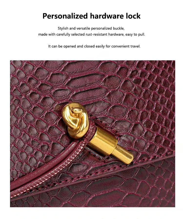 Crocodile Pattern Polyurethane Leather Top Handle Bag for Women