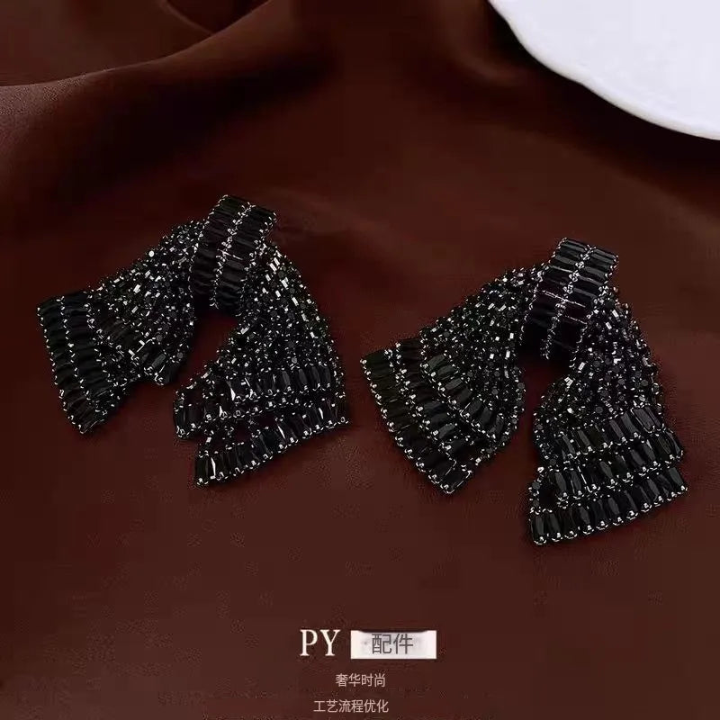 Elegant Sparkling 3D Bow Zircon Drop Earrings for Women