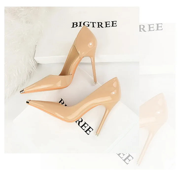 Pointed Toe Patent Leather Stiletto Pumps for Women