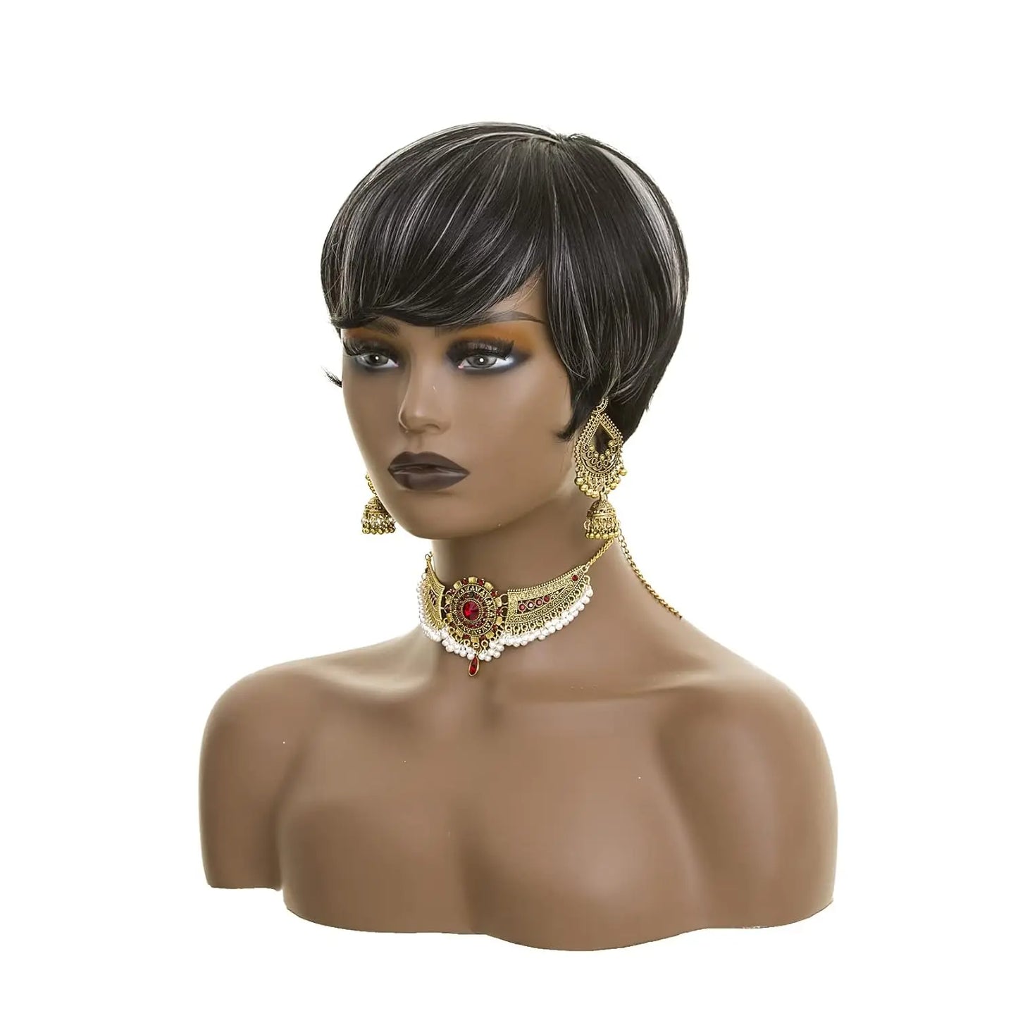 Natural Short Pixie Cut Ombre Heat Styleable Wig For Women