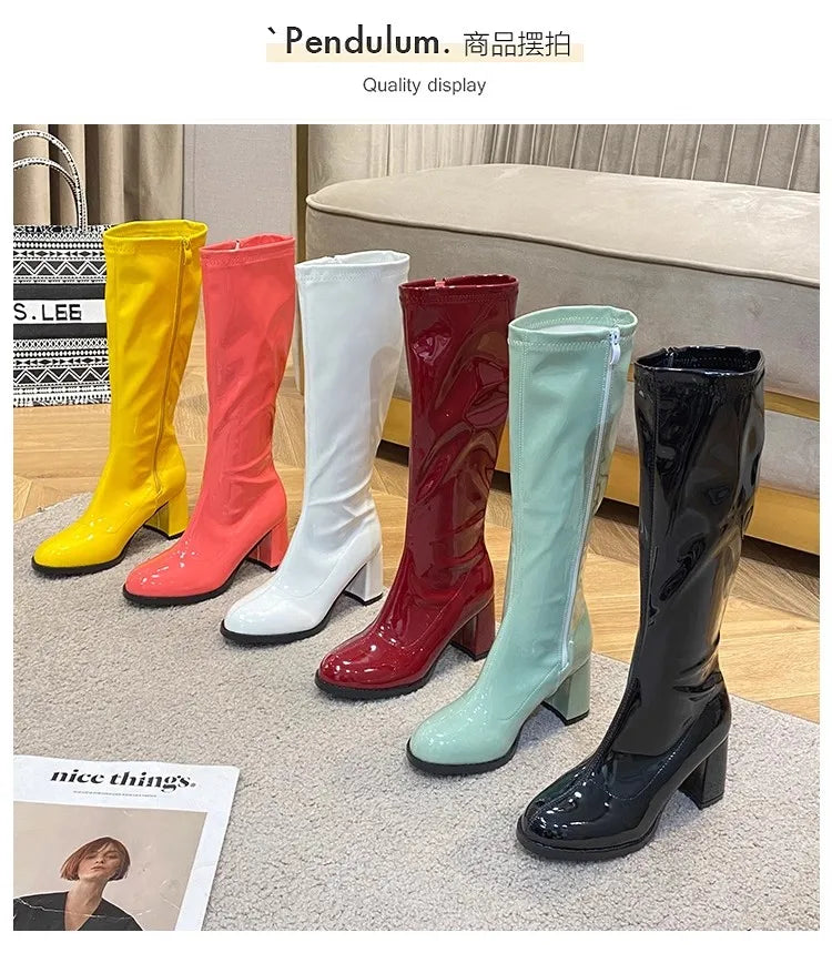 Elegant Shimmering Knee-High Go-Go Boots for Women