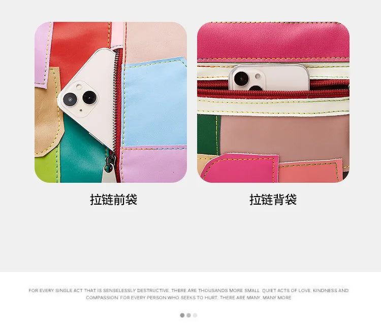 Large Capacity Internal Backpack Fashion Color Splicing Irregular Backpacks Outdoor Daily Handbag Casual Female Bag