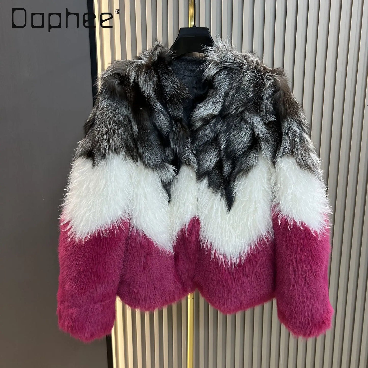Spliced Fashion Color-Block Faux Fur Coat Thickened Warm Fur Women Winter Clothes Women 2025 Fashion Coats Short Jacket