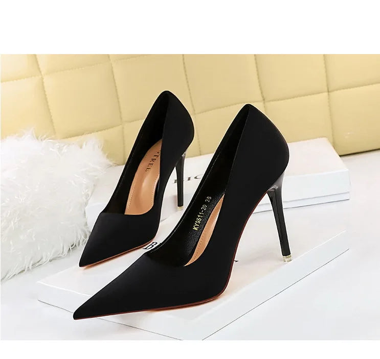 Elegant Purple Satin High Heel Stiletto Pumps for Women