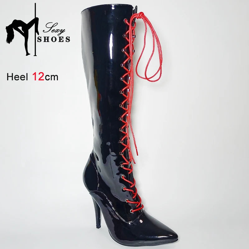 Patent Leather Stiletto Knee High Boots