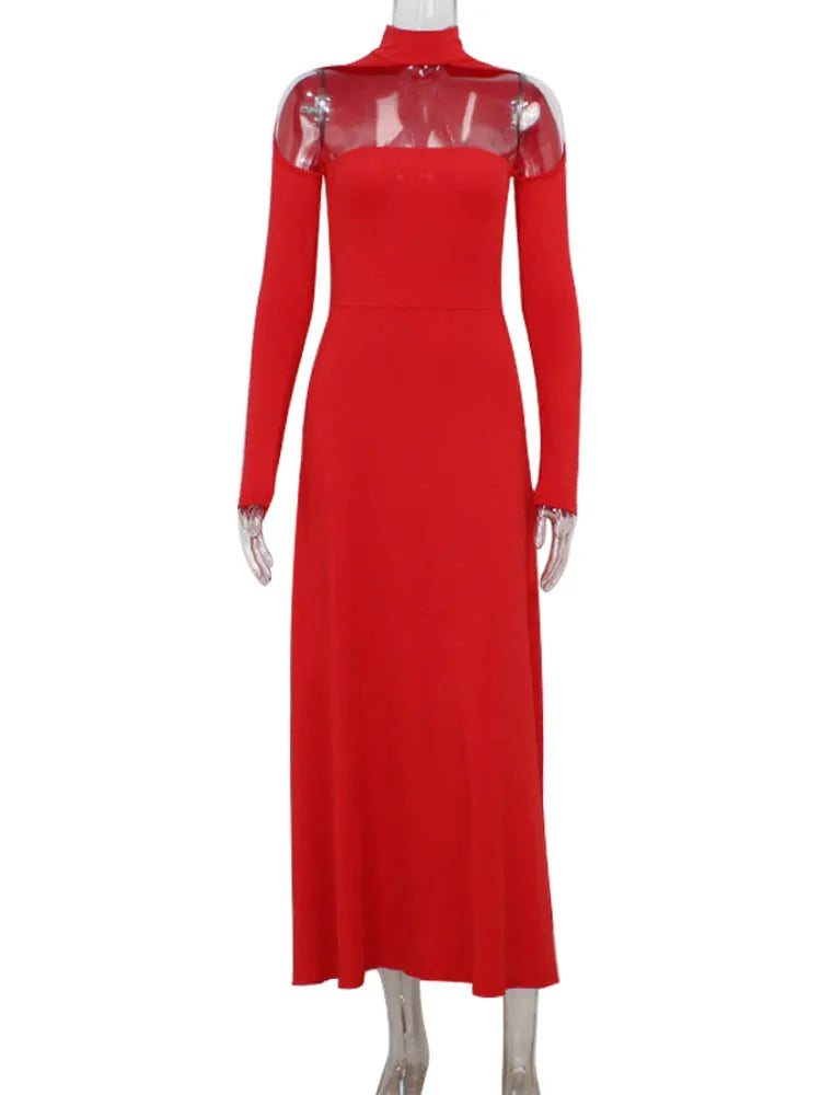 Hollow Out Slim Ankle Length Dress for Women