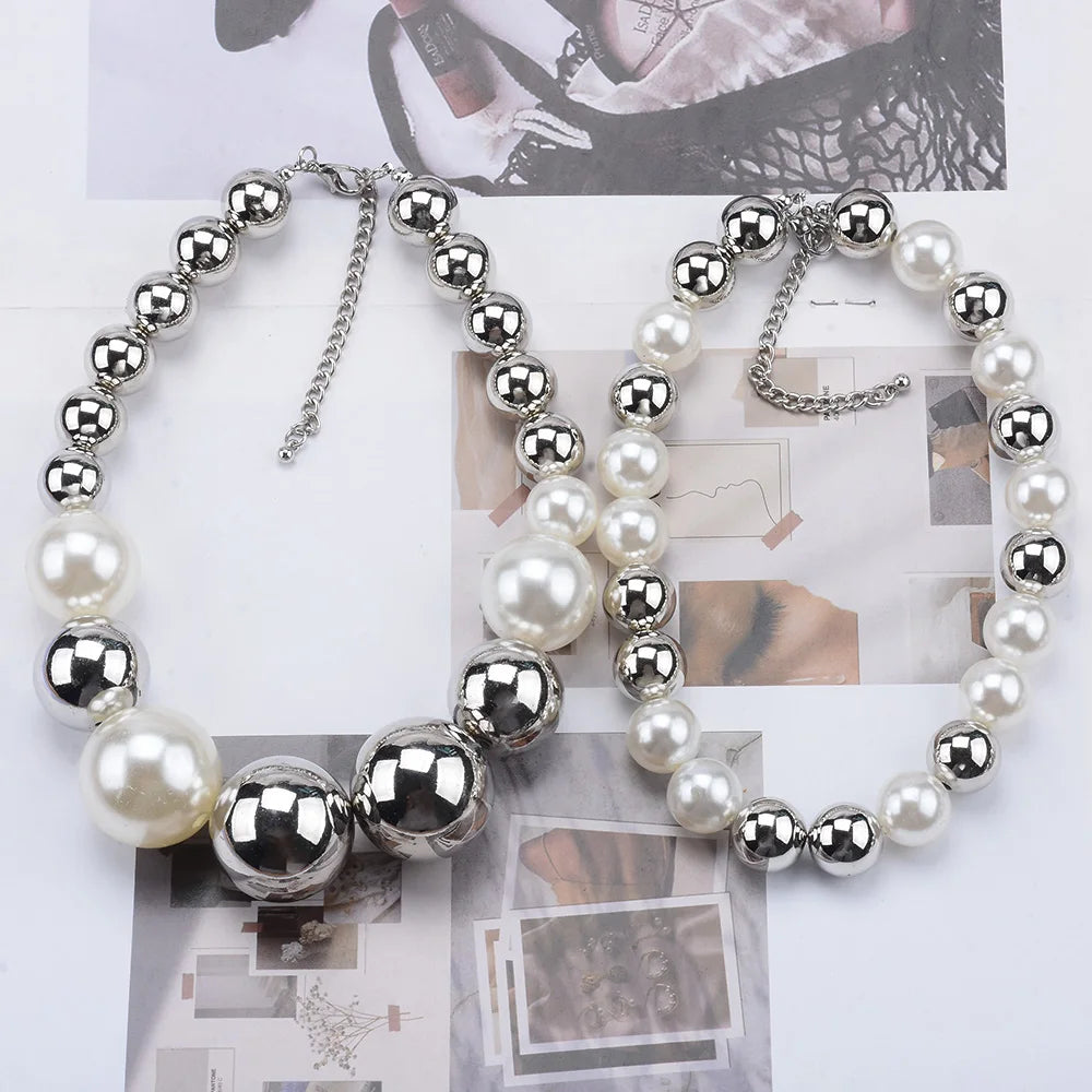 Double Layer Imitation Pearl Choker Necklace for Women