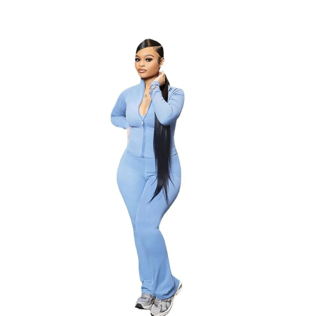 Zip Jacket And High Waist Jogger Set
