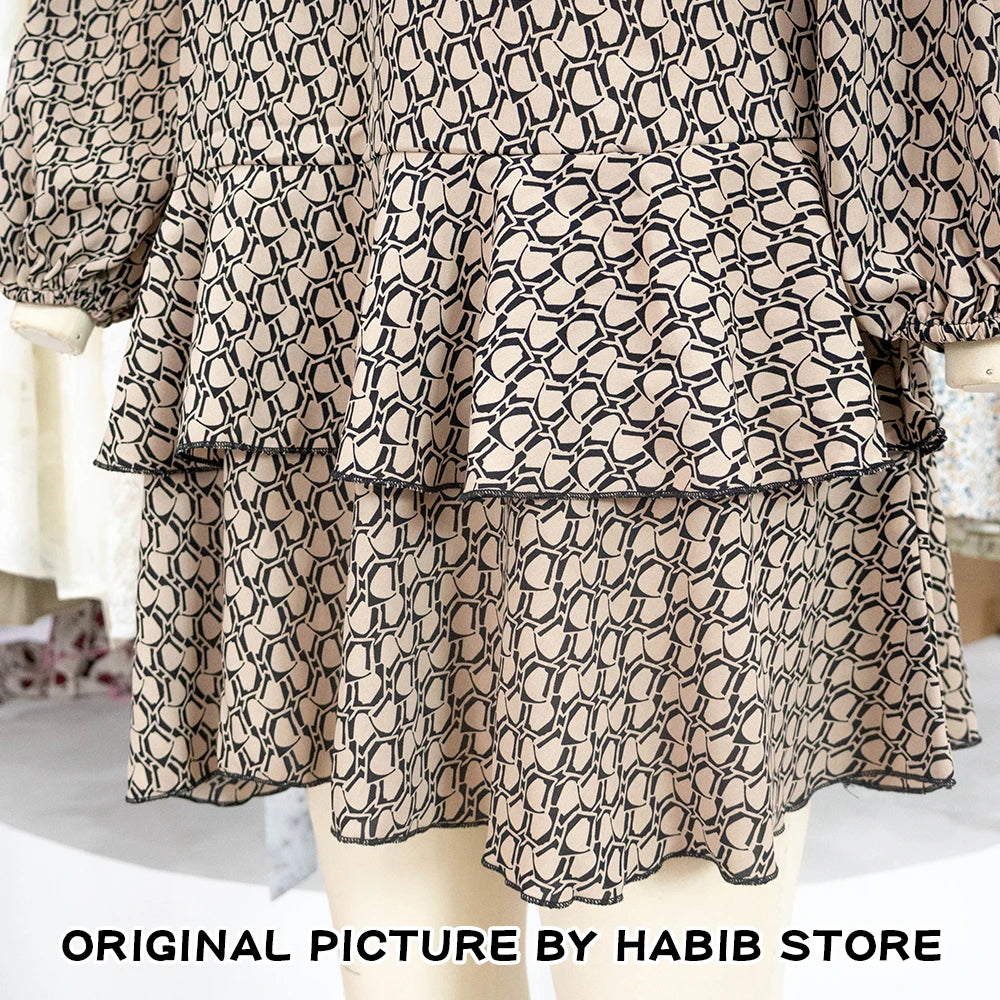 Ruffled Bow Knit Mini Dress Women's Summer Paisley  Print Contrast Cardigan Lace-Up Elegant Dress Female Knitwear Bandage Dress