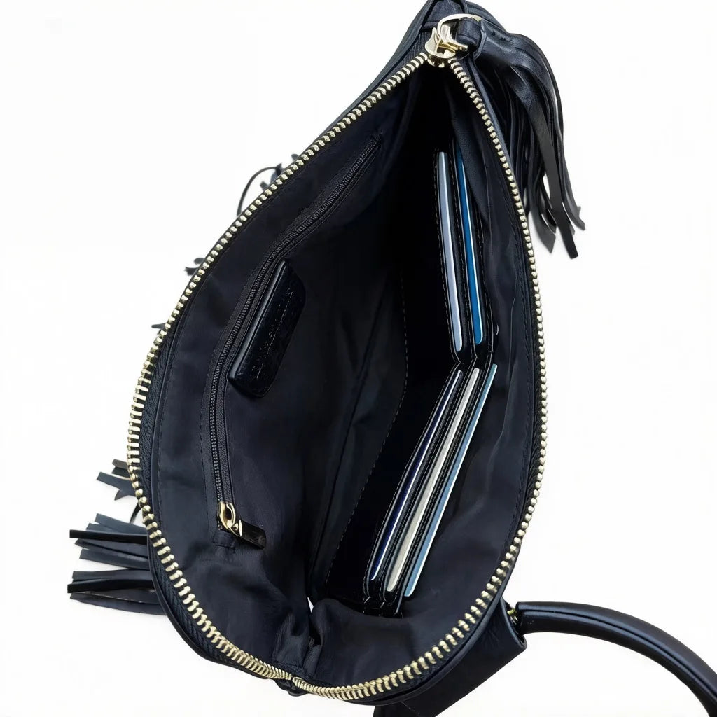 Vintage Tassel Fringe Zipper Clutch Handbag for Women