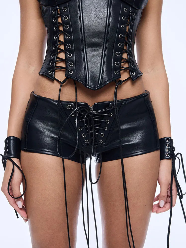 Faux Leather Streetwear Shorts