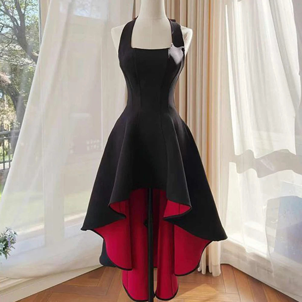 Elegant Contrasting Color Square Neckline Dress For Women