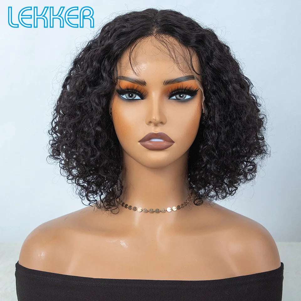 Short Afro Kinky Curly Lace Front Bob Wig for Women