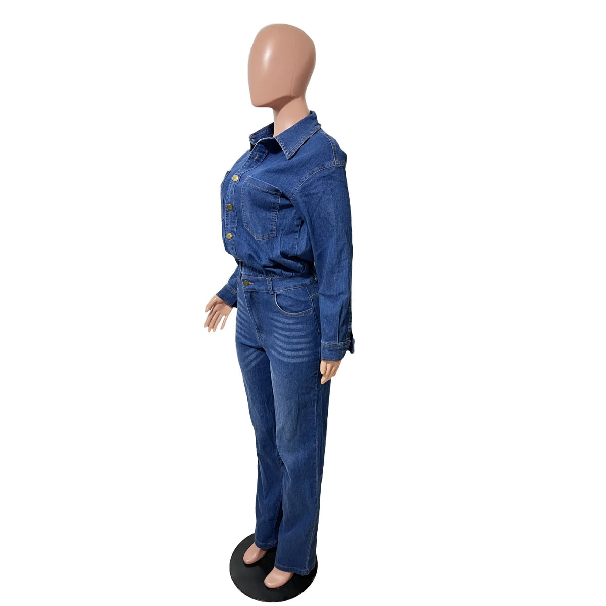 Washed Distressed Denim Jumpsuit