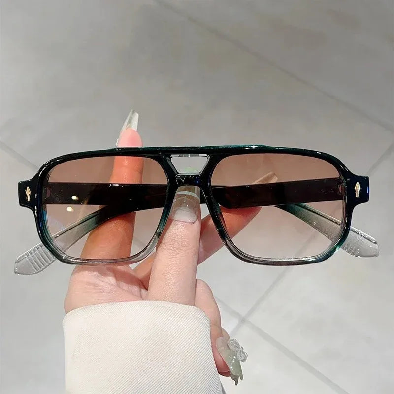 Vintage Double Bridge Square Sunglasses