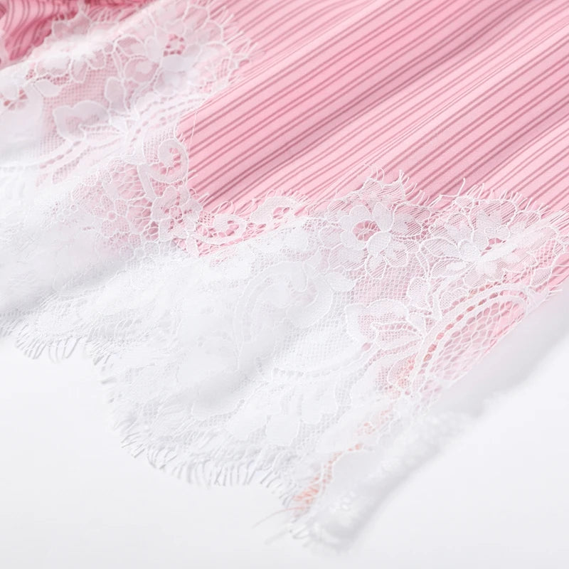 Casual Lace Patchwork Shirt and Shorts Set for Women