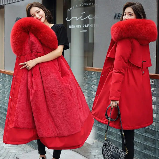 2025 New Parkas Women's Long Coat Winter Jacket Overcoming Plush Cotton Jacket