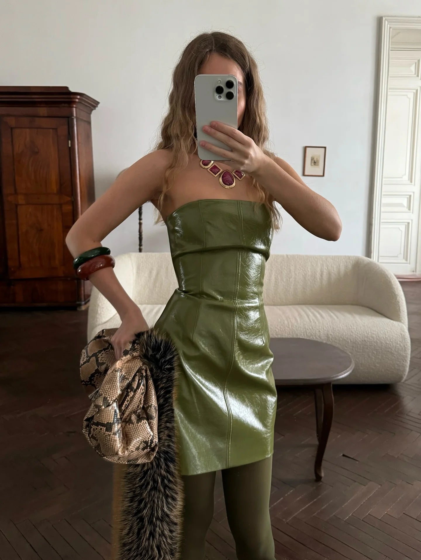 Vintage Leather Skirt Set