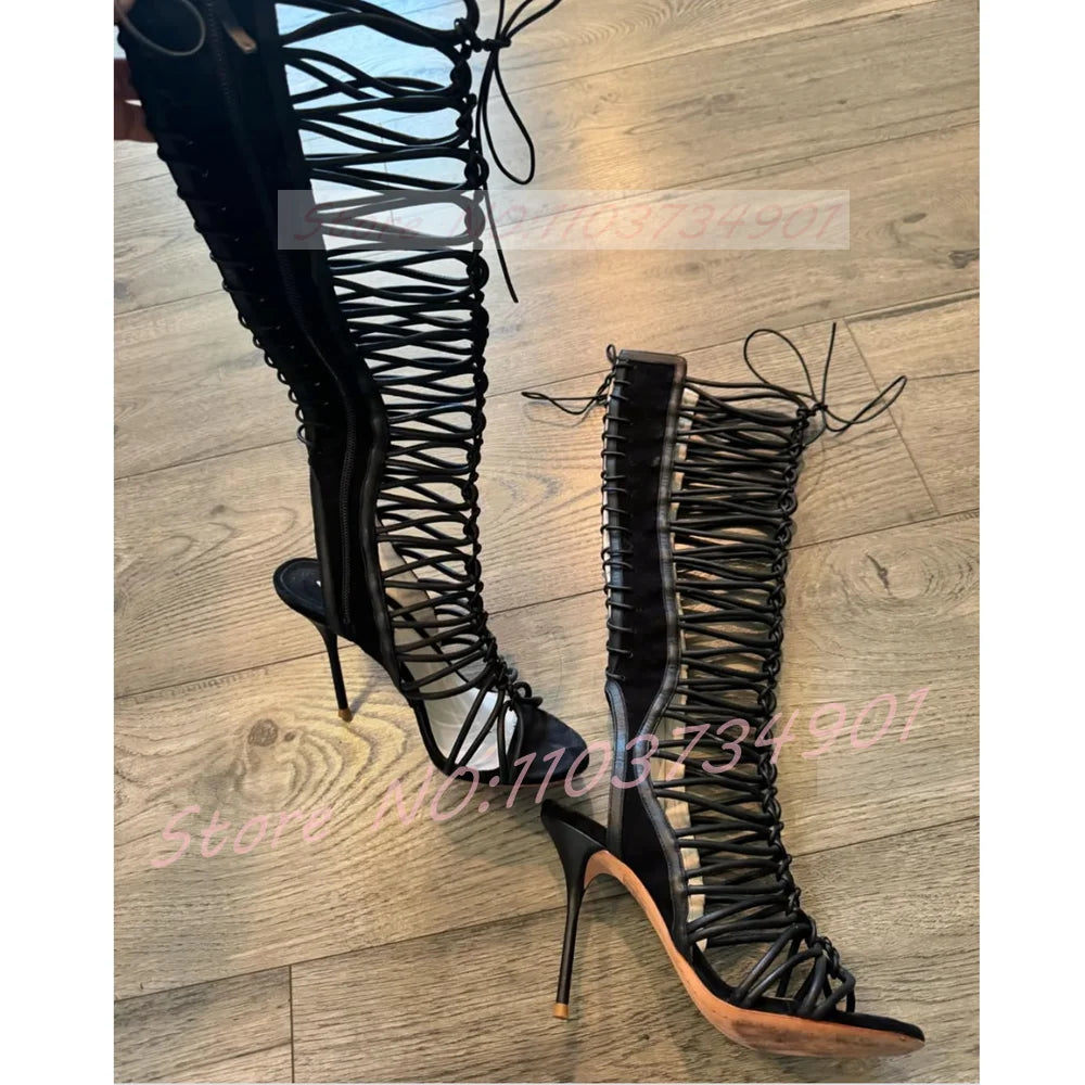 Zebra Striped Cross Strap Stiletto Sandals For Women