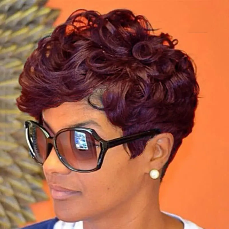 Natural Heat Resistant Curly Synthetic Pixie Wig for Women