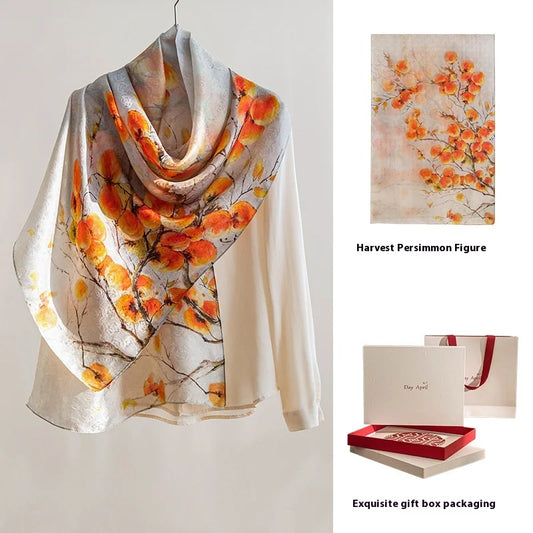 High-end  women's new 100 mulberry silk scarf shawl cheongsam 170 * 55cm
