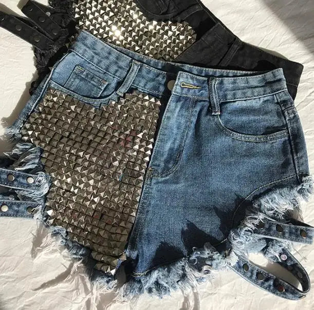 Relaxed Fit High Waisted Denim Shorts With Tassel Accents For Women