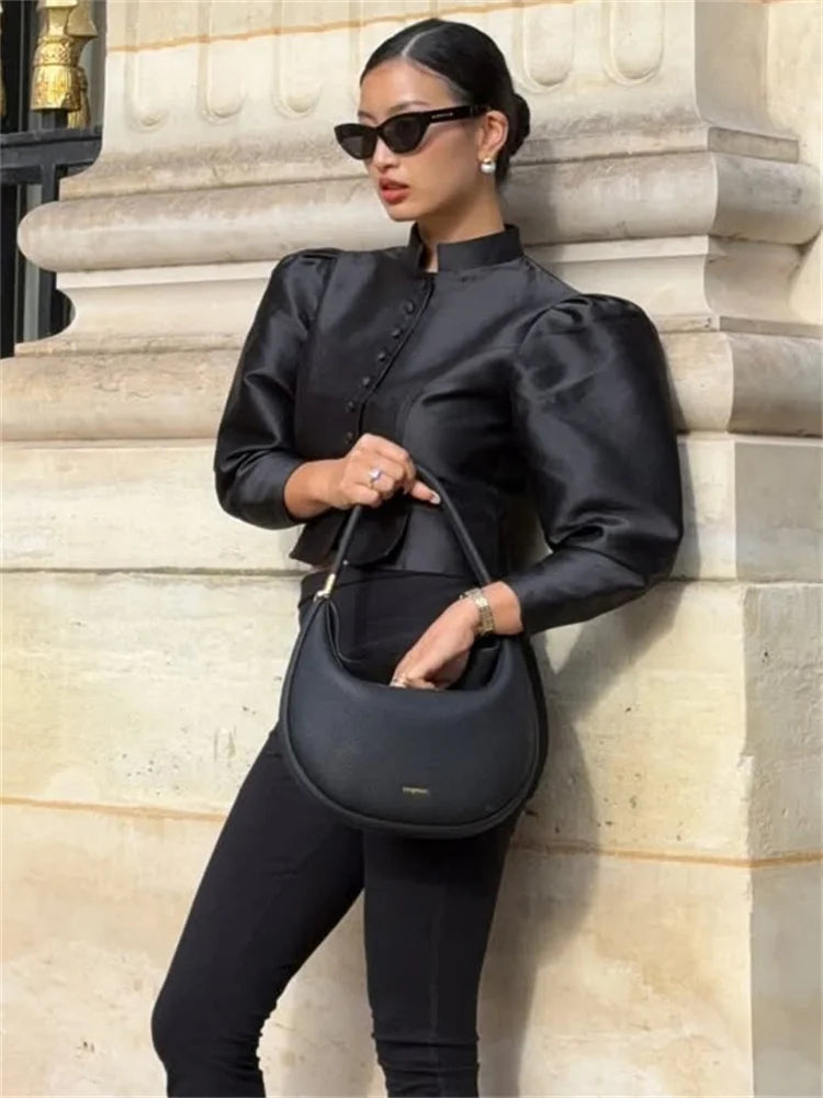 Cropped Satin Patchwork Top