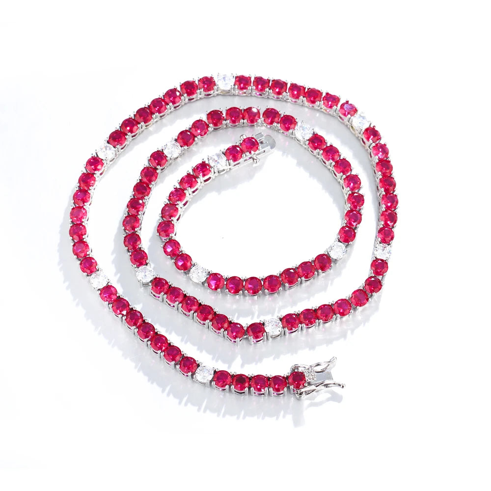 Fuchsia Cubic Zirconia Tennis Necklace