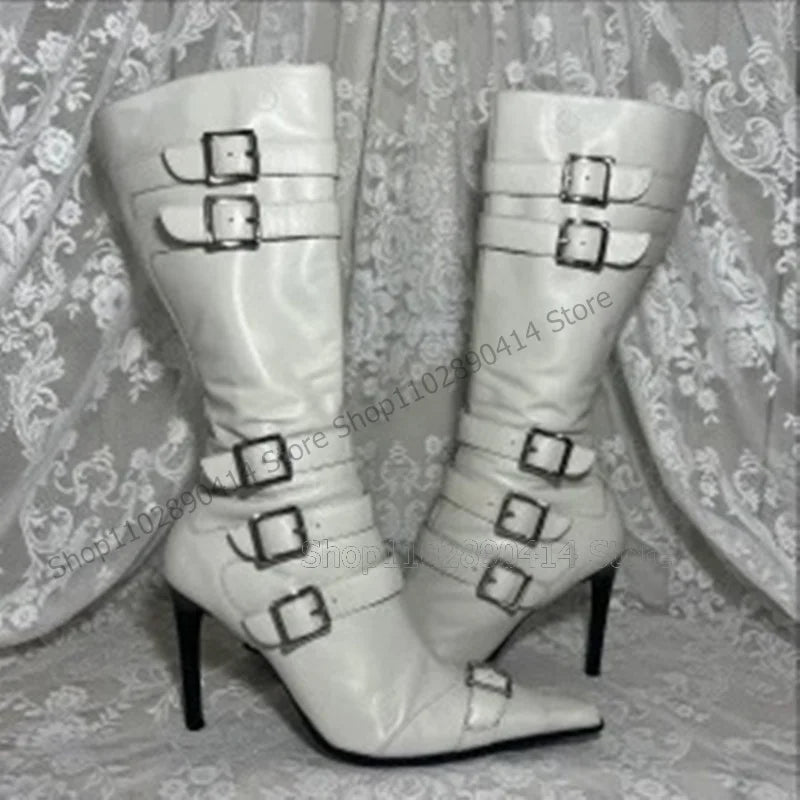 White Matte Leather Ankle Boots With Side Zipper for Women