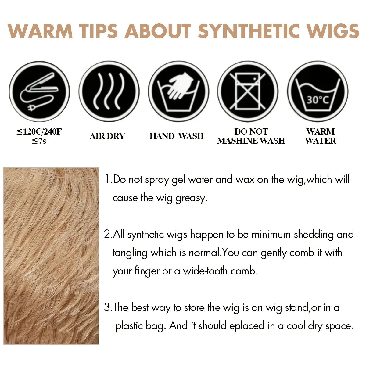 Short Heat Resistant Straight Synthetic Wig for Women