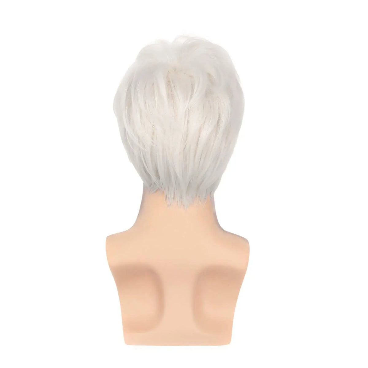 Soft Layered White Heat Resistant Short Wig For Women