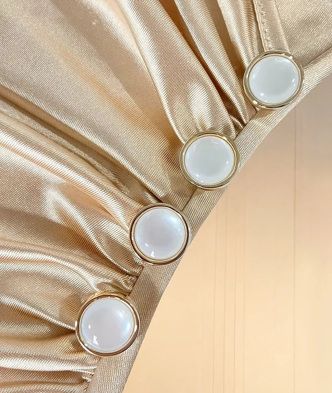 V-Neck Satin Pleated Midi Dress With Side Slit for Women