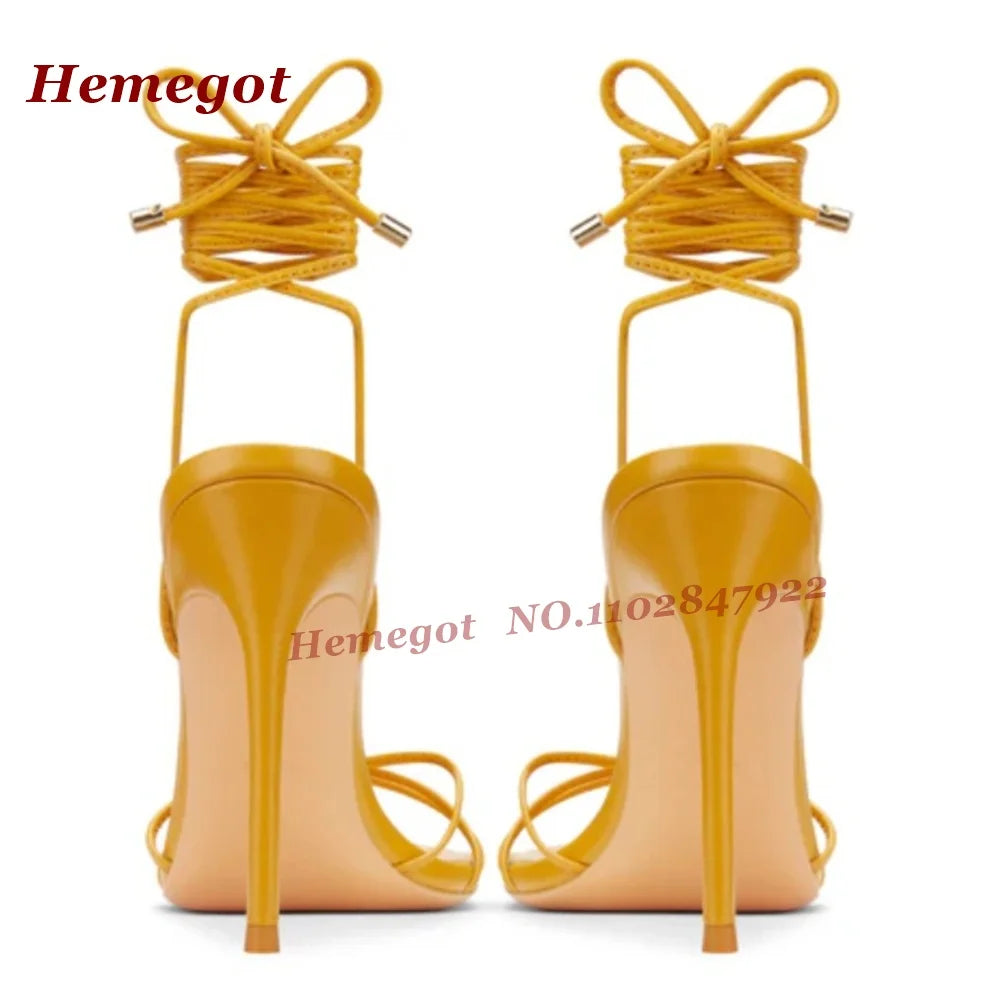 Orange Bows Cross Strappy Open Toe Sandals for Women