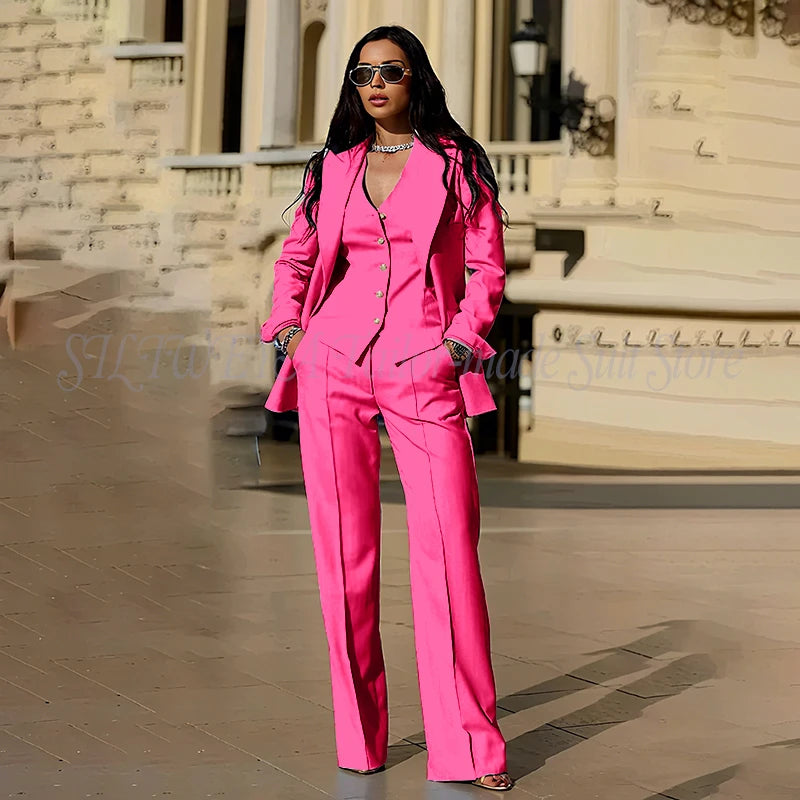 Sophisticated Slim Fit Three Piece Blazer Set For Women