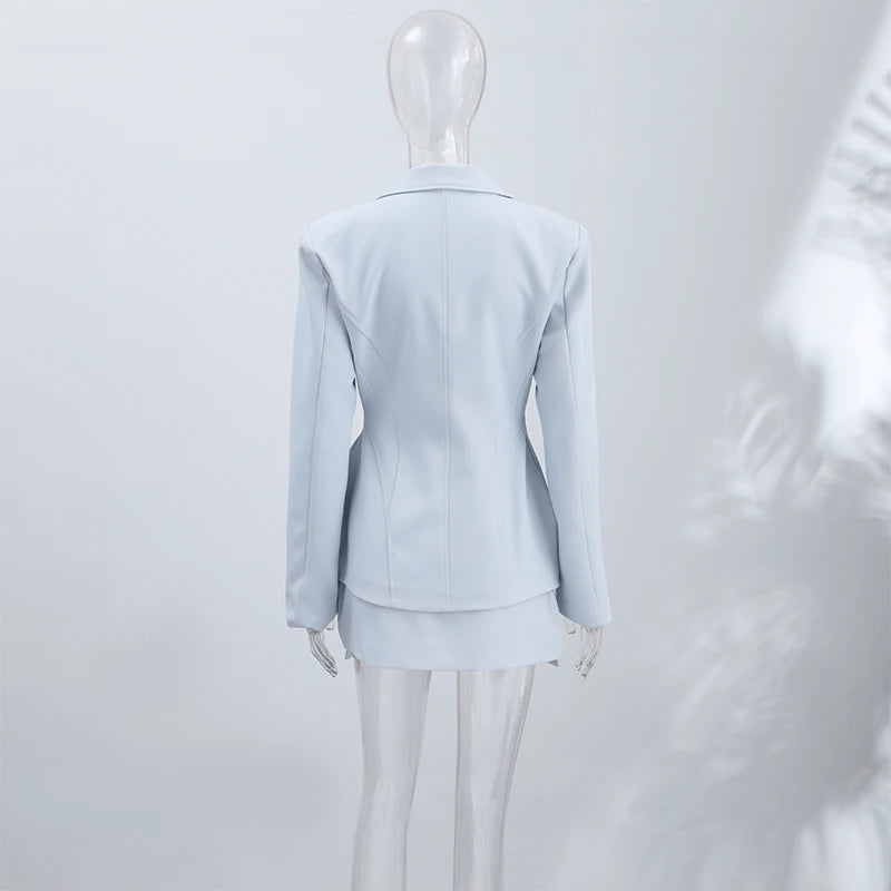Double-Breasted Blazer and Mini Shorts Set for Women