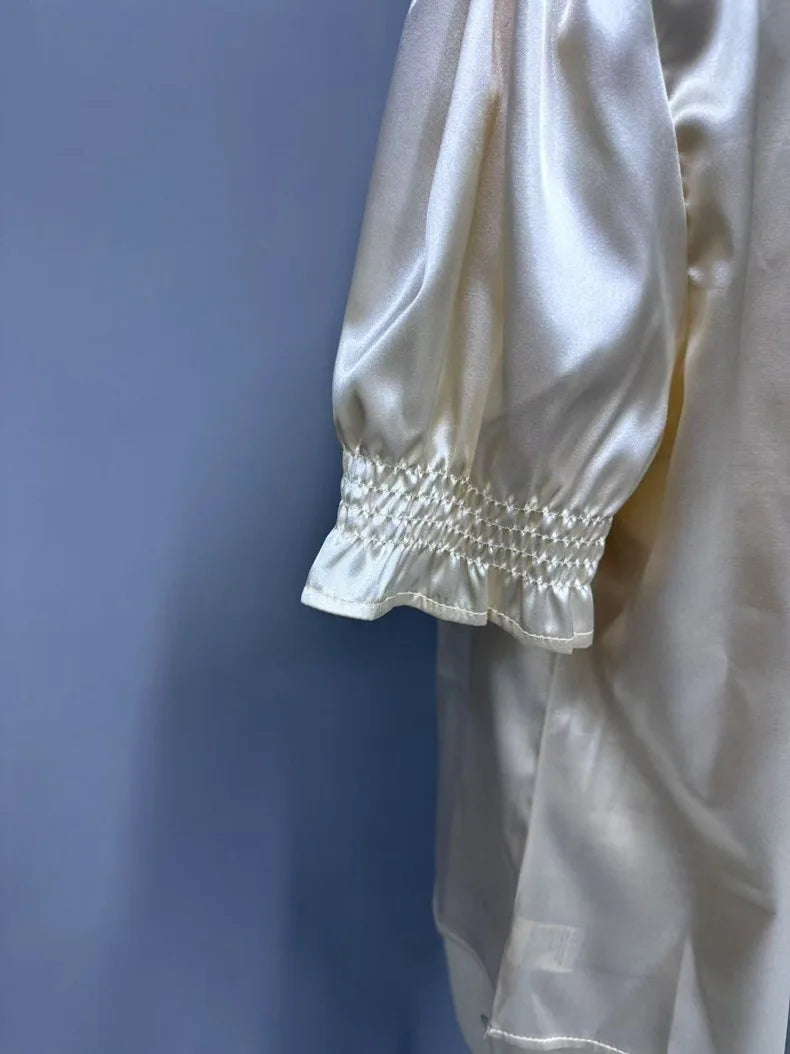 Elegant Satin Loose Fit Blouse for Women Summer Office