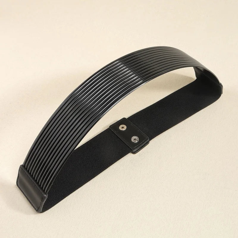 Pearl Embellished Wide Elastic Waist Belt for Women