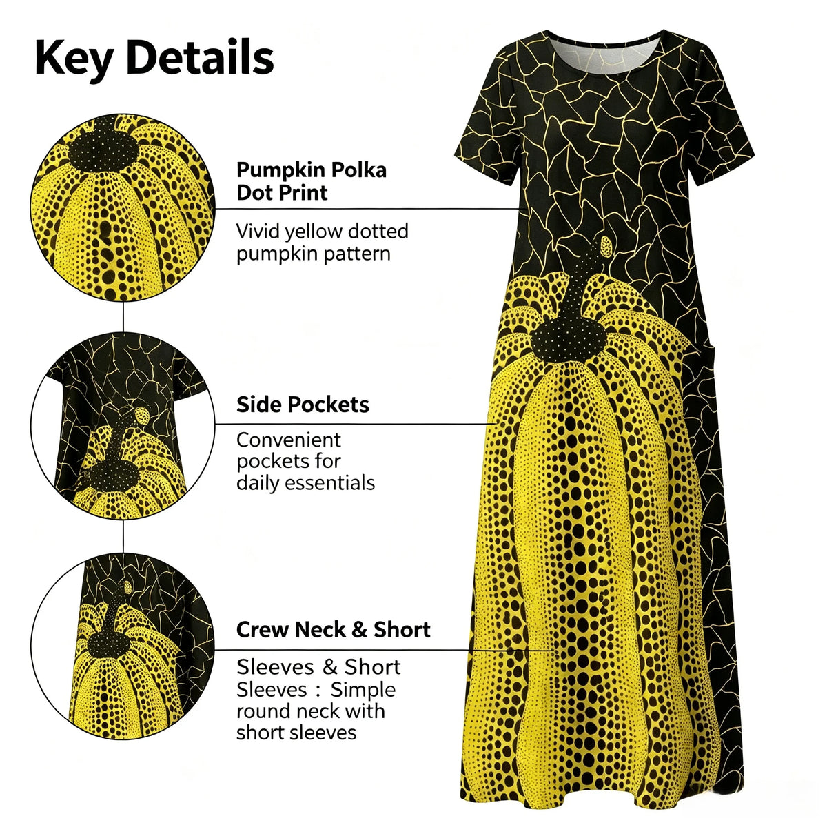 Casual Artistic Print Short Sleeve Maxi Dress For Women