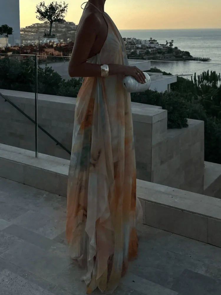 Bohemian Backless Printed Elegant Maxi Dress for Women
