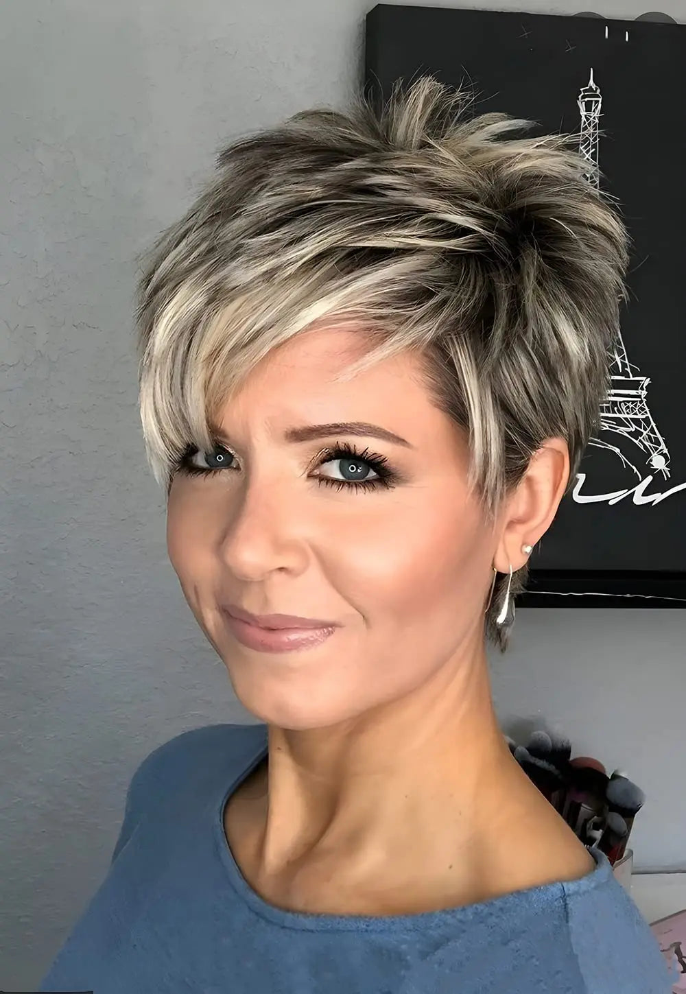 Heat Resistant Short Ombre Pixie Cut Synthetic Wig For Women