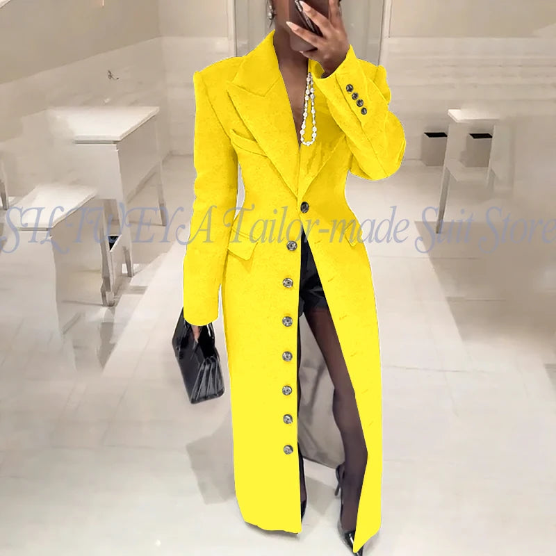 Elegant Slim Fit Blazer With Notched Collar For Women