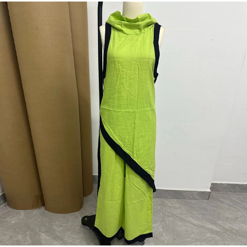 Casual Solid Blouse and Wide Leg Trousers for Women
