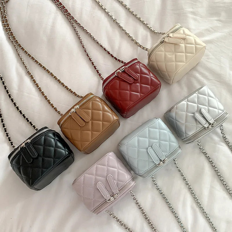 Mini Denim Crossbody Bag with Chain Strap for Women